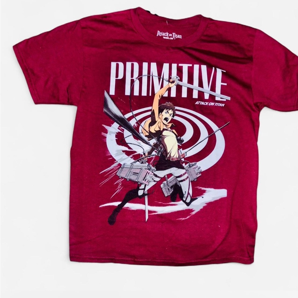 Primitive Burgundy Attack on Titan Tee